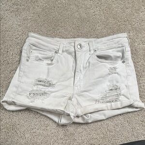 Stylish White Distressed Women's Shorts